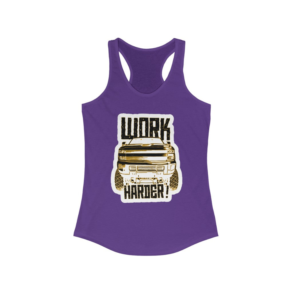 "Work Harder" Women's Ideal Racerback Tank